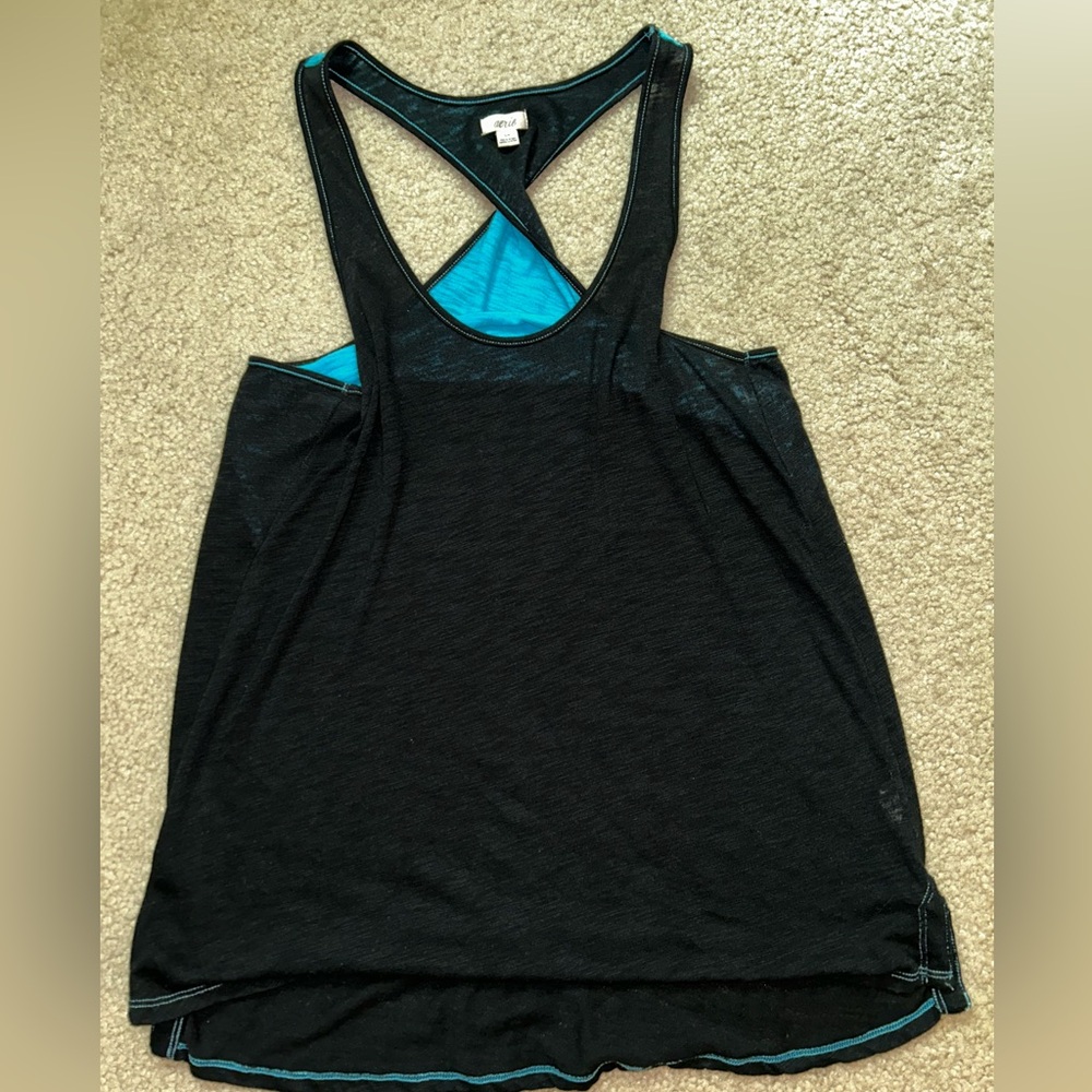 Aerie Black and Teal Tank Top